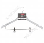 Вешалка (дерево) белый L44см, прорезинен.клипсы (50)