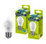 Ergolux-Шар E27 7Вт,холодн.4500К,светов.поток 675Лм (аналог 60Вт обыч.лампы) h82 d45мм (10) 