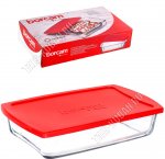 Форма с пласт.крышкой прямоуг 1,32л 26х15ми, с 2ручк, 