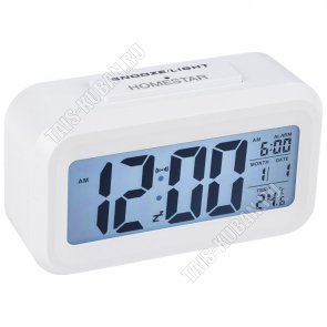 Часы электронные LED дисп,13,5х7.5см, будильник, дата, подсветка дисплея, цвет белый, батарейки ААА 3шт (не входят в комплект), подарочная упаковка (60) 