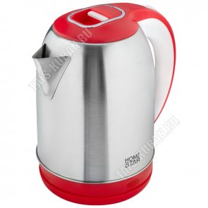 Чайник нержавеющая сталь 2,3л 1500Вт диск,красн/серебро (12) 