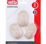 Vetta Крючок самоклей, пластик, набор 3шт сеж  (4х5,5см) овал (10)