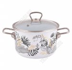 Botany Кастрюля белый (цилиндр) 2,0л стеклянная крышка,толщина стенок 1,1мм,индукционное дно 1,1мм,металлические ручки,подарочная упаковка