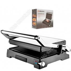 Гриль-пресс 2000Вт 23,5х34см,сереб/черн (2) 