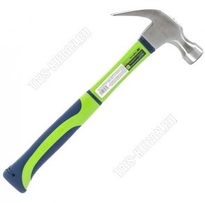 Молоток-гвоздодер 450г, с магнитом, фиберглас.обрезин.рукоятка 