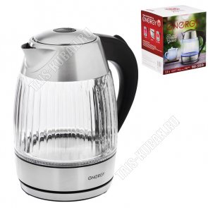 Чайник стекло 1,8л 2200Вт диск,серебро (12) 