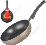Sandy Сковорода d24 h5,5см ,золотисто-бежевый/черный,овальный борт,бакелитовая ручка,толщина стенки и дна 1,8мм (6)