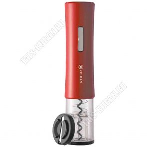 Штопор электрический L23,5см,нержавеющая сталь+пластик,батарейки АА 4шт (не комплект),красный,подарочная упаковка (12) 