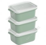 Контейнер прям Н-р 3шт х0,5л,олива, с крышк. (10х14 h6см) (24)