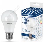 Ergolux-ЛОН E27 18Вт, холодн.6500К, (аналог 150Вт обычн.лампы) (10)