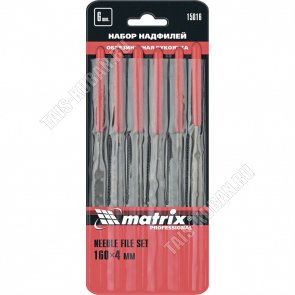 Н-р надфилей 6шт 160х4мм, обрезин.рукоятки,пласт.кейс 
