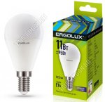 Ergolux-Шар E14 11Вт, холодн.6500Вт, (аналог 90Вт обыч.лампы) (10)